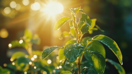 Obraz premium Sunlit Morning in a Tea Garden