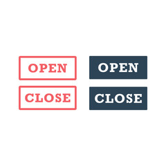 Open or closed in signboard on transparent background. Vector icons set.