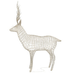 3D rendered wire deer decoration with lights isolated on transparent background