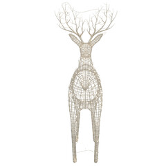 3D rendered wire deer decoration with lights isolated on transparent background