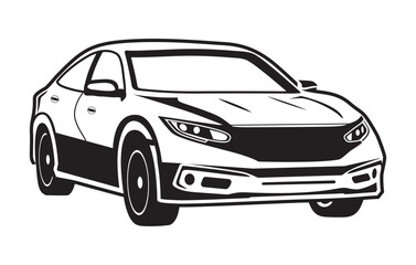 Abstract Classic vintage sports car silhouette vector 
illustration in black and white drawing style on a 
white background,coloring book.