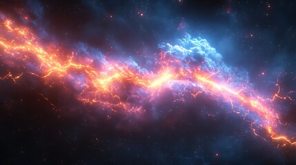 Fototapeta premium Dazzling cosmic lightning lights up a radiant galactic star field wallpaper image