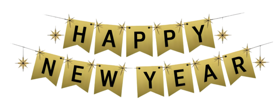 Happy new year, inscription on the yellow background