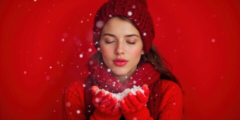 Winter wonder snowy bliss in red attire