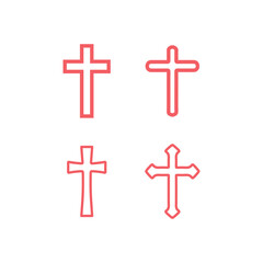 Christian cross vector symbol flat style. Religion cross icons set vector illustration.