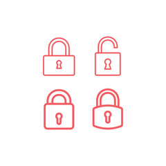 Padlock vector icons set logo template.