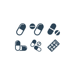 Tablet, capsule, medicine icons set vector.