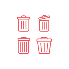 Trash can icons set vector. Delete sign.