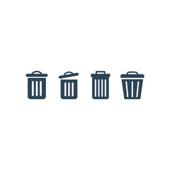Trash can icons set vector. Delete sign.