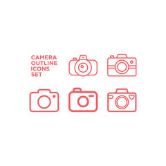 Photo camera vector icons set trendy design template illustration.