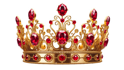 Gold and red crown on transparent background 