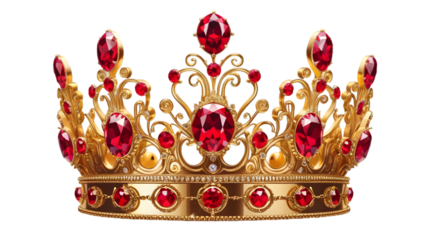 Gold and red crown on transparent background 