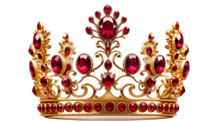 golden and red crown on transparent background