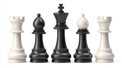 King chess pieces stand win with teamwork concept of team player or business team and leadership strategy or strategic planning and human resources organization risk management.