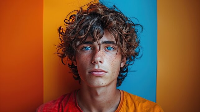 Insightful portrait series featuring a 22-year-old man conveying a variety of emotions against solid-colored backdrops, including happiness, surprise, frustration, and contemplation