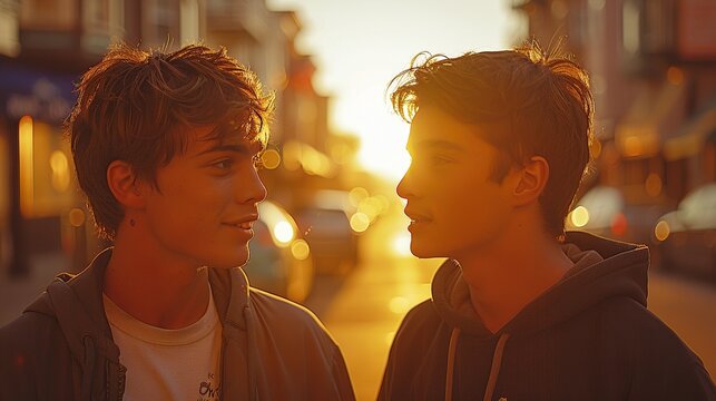 Realistic high-resolution photography capturing the beauty and joy of love between two young men, their bond unbreakable despite societal pressures and obstacles