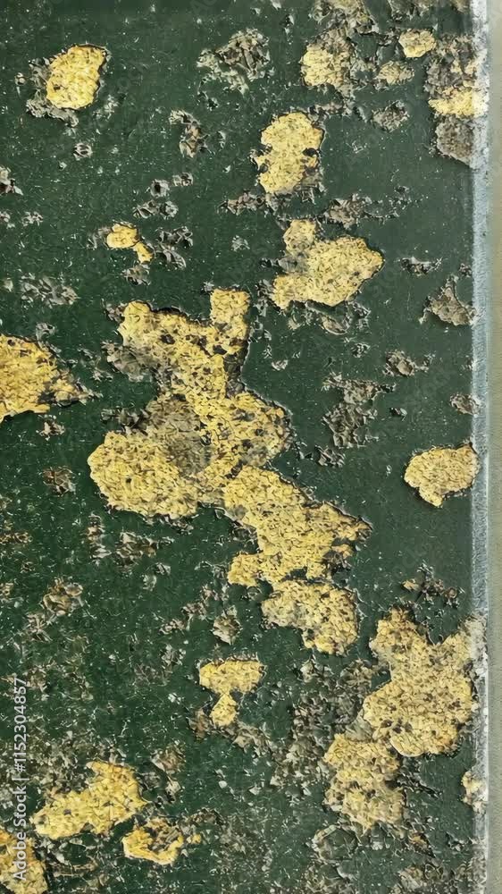 Poster Textured surface showing green and yellow color patterns with wear and age over time