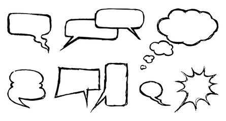 Speech boobles different, hand drawn doodles for communication with place for text, vector illustration