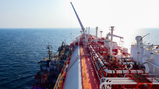 LNG vessel at bunkering operation