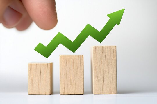 add red arrow head point up as the growth of business , economy, marketing, career path and performance concept