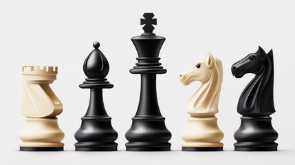 Pieces on chess board for playing game and strategy