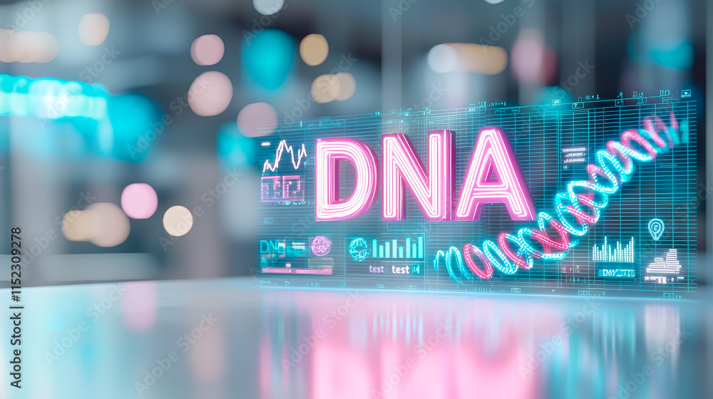 Poster Digital visualization of DNA structure and analysis in a modern research laboratory setting