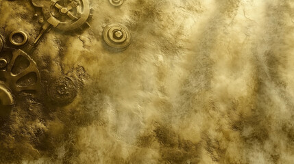 Gold steampunk themed background. AI Generated