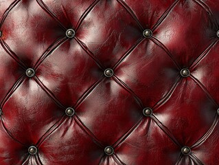 Naklejka premium Red Leather Upholstery, Buttons, Furniture, Texture, Design, Luxurious, Material, Pattern, Classic, Detail