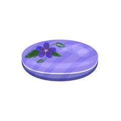 Floral toilet soap in blue tones, isolated on a white background.Vector illustration of cosmetic soap.