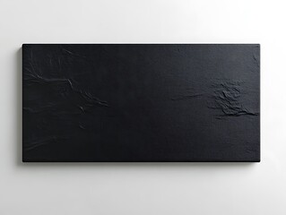 Horizontal matte black canvas banner mockup with natural texture on white