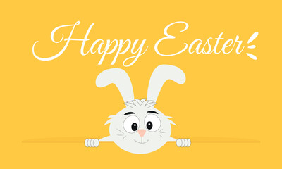 Happy Easter, Easter bunny, Easter rabbit with text. Vector illustration