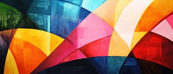 abstract geometric painting with colorful shapes