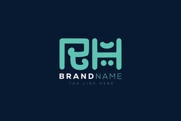 R and H logo design.  RH abstract Letters Logo Monogram. This logo design is the process of creating a visual symbol that represents a brand, company, or individual.