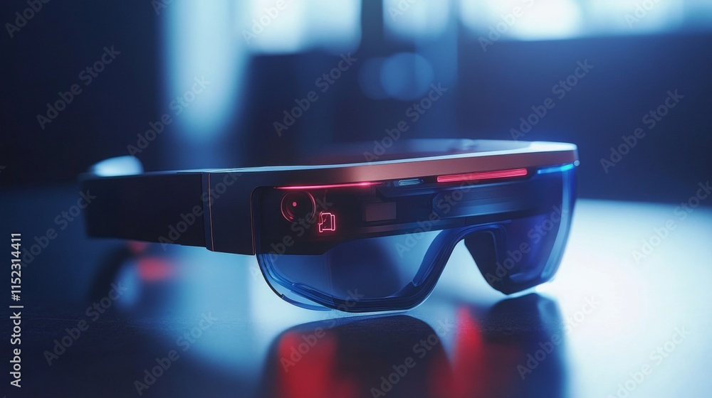 Poster sleek ar headset with dynamic design and soft lighting