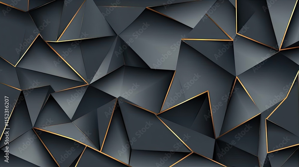 Poster golden lines and geometric shapes create a mysterious atmosphere in a flat design featuring dark blu