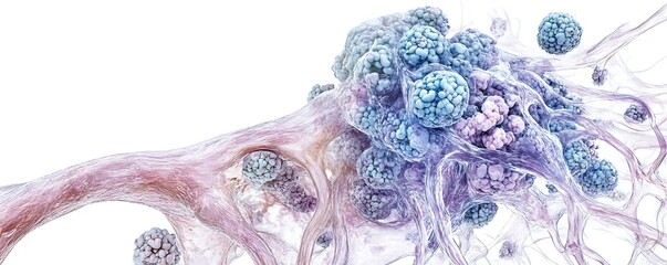 Zoomed-in image of a lymph node showing follicular structures and lymphocytes