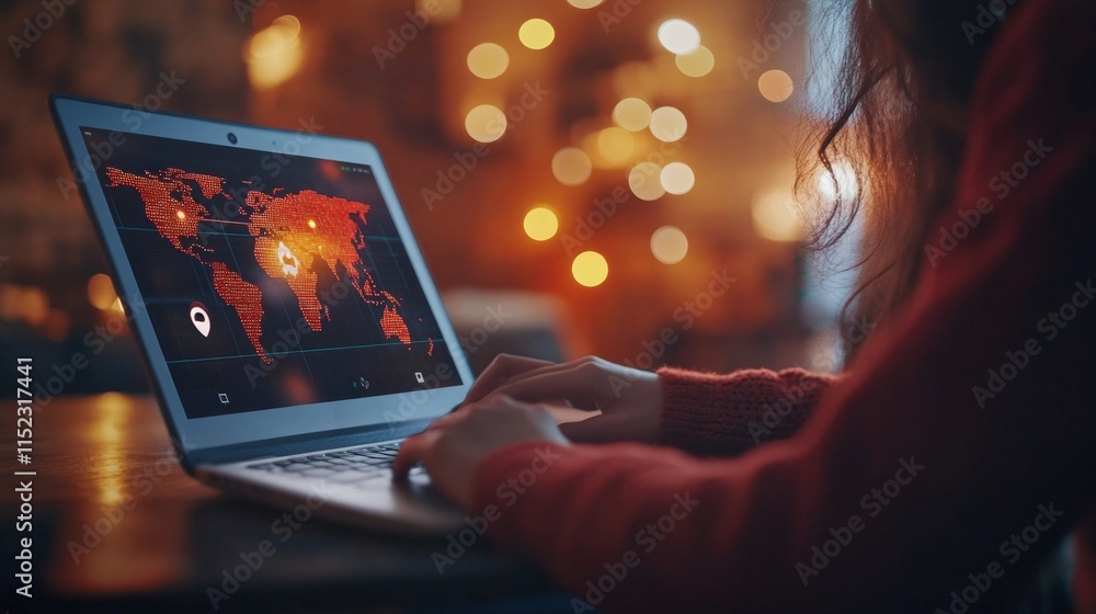 Poster analyzing global data trends digital workspace interactive mapping smart technology user perspective