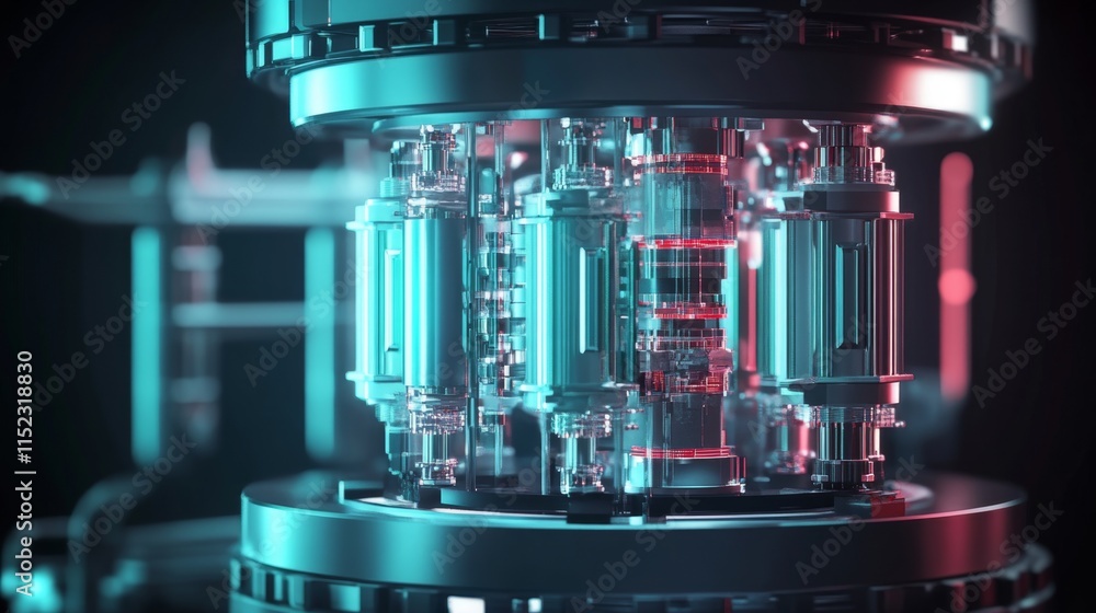 Aufkleber advanced mechanisms in technology 3d visualization of modern machinery high-tech environment futuris