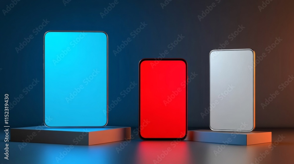 Poster vibrant lighting setup with dynamic angles and devices