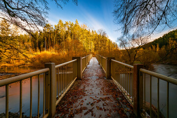 footbridge over the Lužnice River in Hraccharovka near Tábor, over which the St. James Trail...