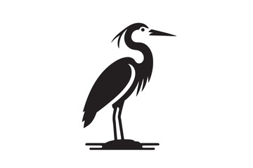 Heron standing icon silhouette illustration with white background 5