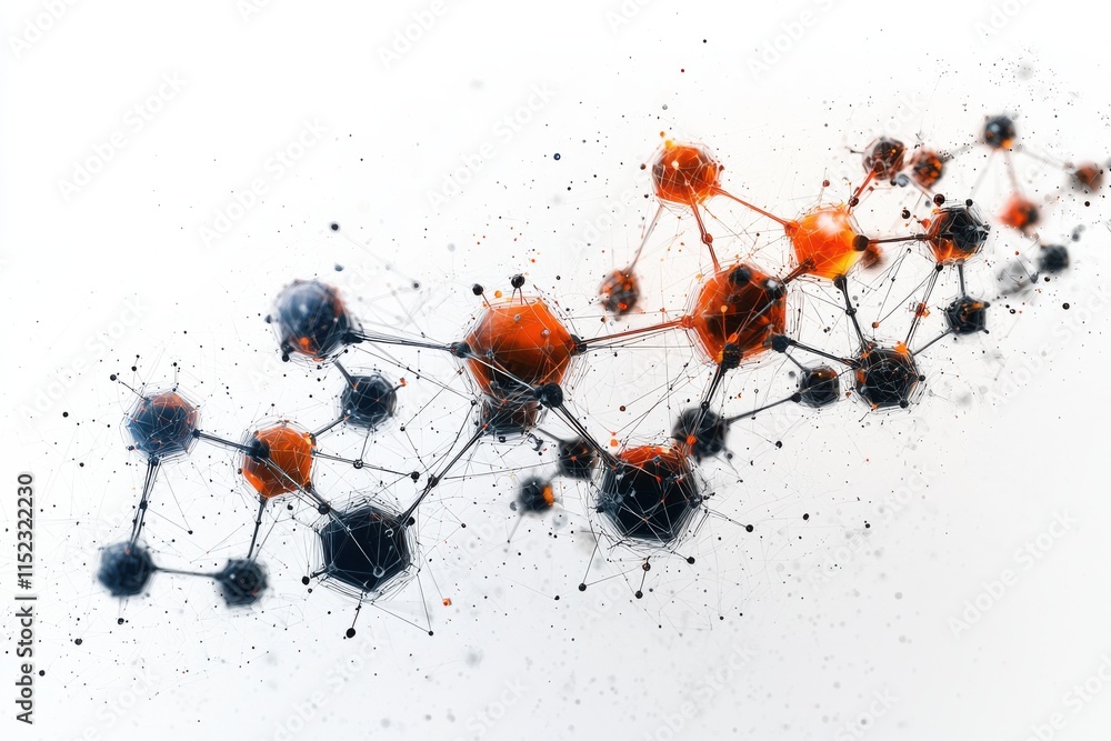 Poster abstract digital network of interconnected hexagonal shapes
