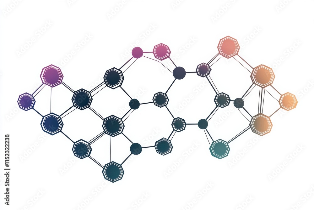 Poster abstract graphic of interconnected hexagonal networks
