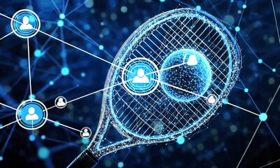 Tennis Network Digital Sport  Connectivity  Abstract  Concept Visualization - Powered by Adobe