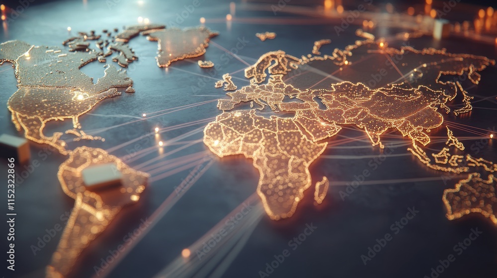 Poster global network connectivity visualization world map infographic tech environment aerial view digital