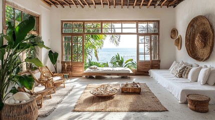 Coastal brazilian beach house interior	
