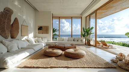 Coastal brazilian beach house interior	
