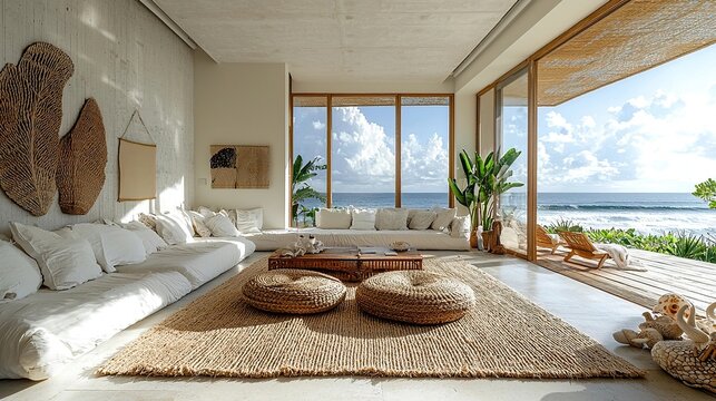Coastal brazilian beach house interior	
