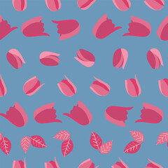 Vector Tulips Seamless Pattern. Tulip flowers Repeat pattern, great for textile, wallpaper, packaging, backdrop, background, paper designs