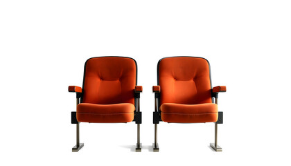 Obraz premium Two vintage movie theater chairs isolated on white, detailed